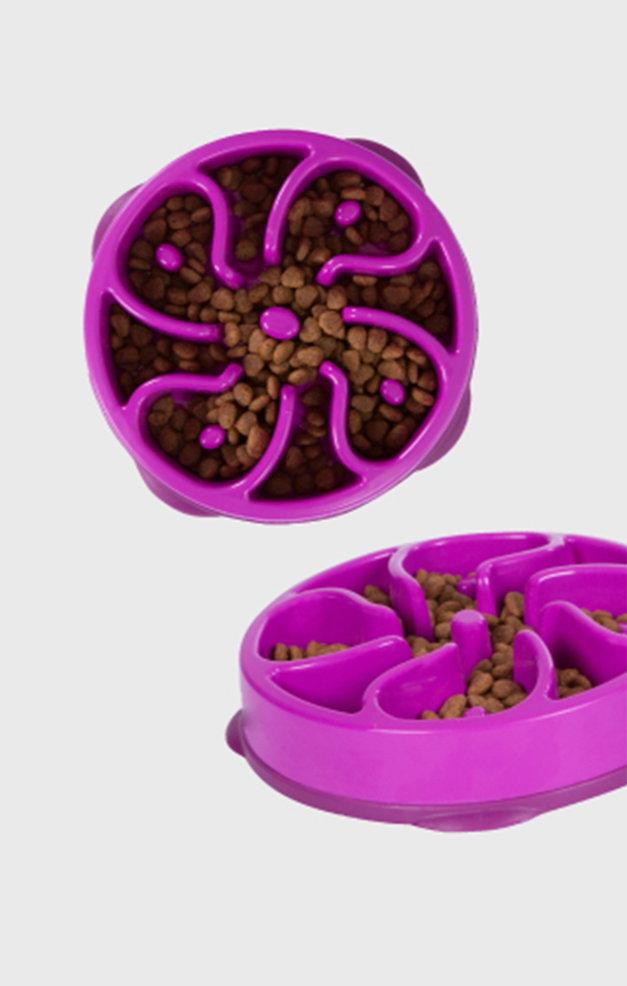Outward Hound Fun Feeder Flower Purple Dog Bowls, 2 Cups